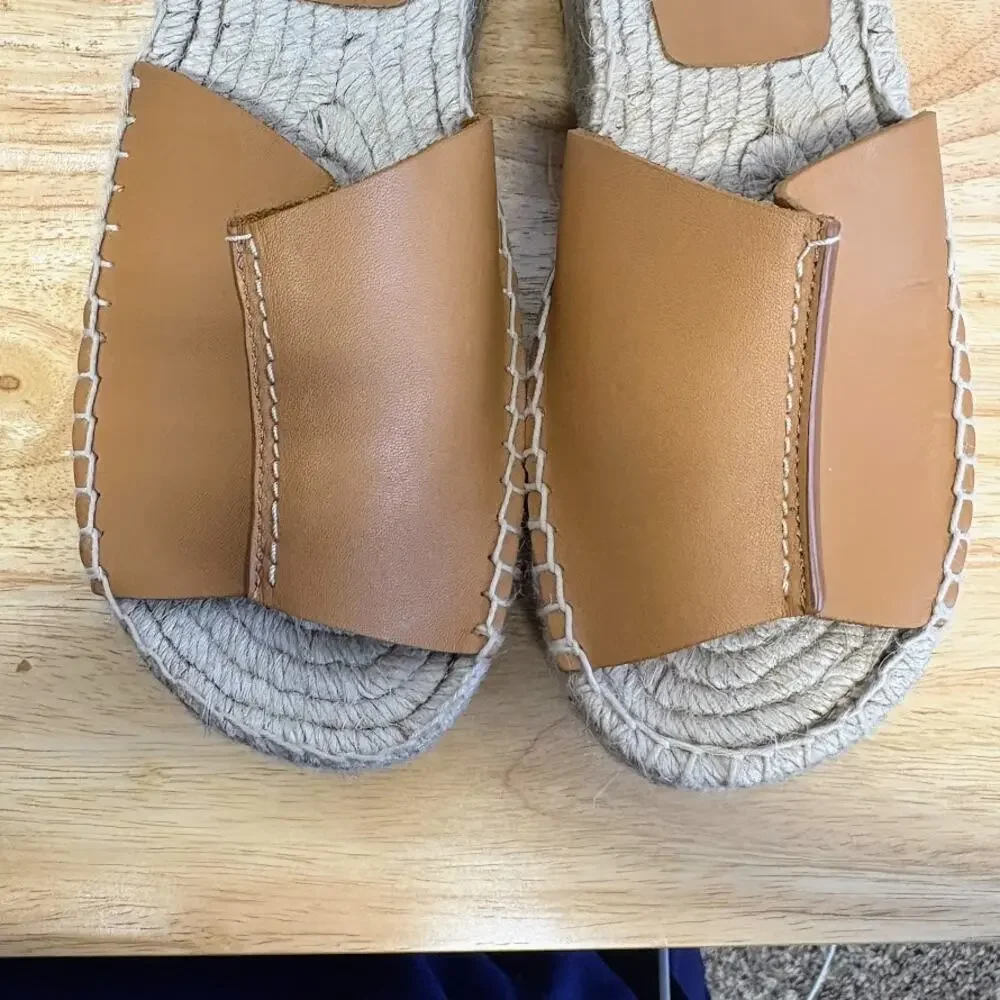 Zara Rope Sandals Platform Espadrille Ankle Buckle Tan Leather Sandal EU 39 US - Picture 11 of 13